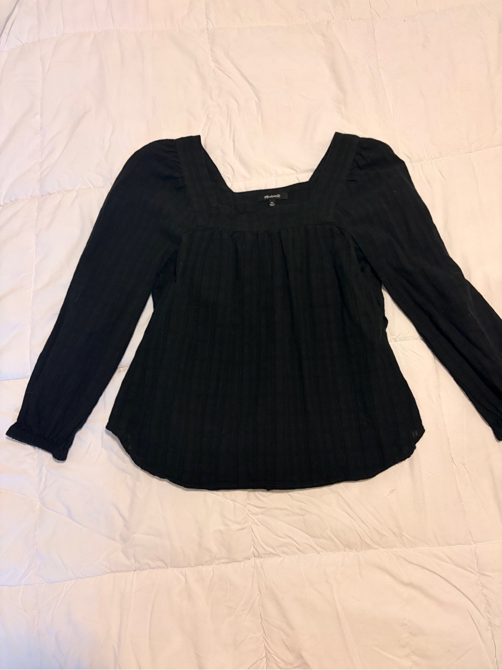 Madewell Black Square-Neck Long Sleeve Blouse